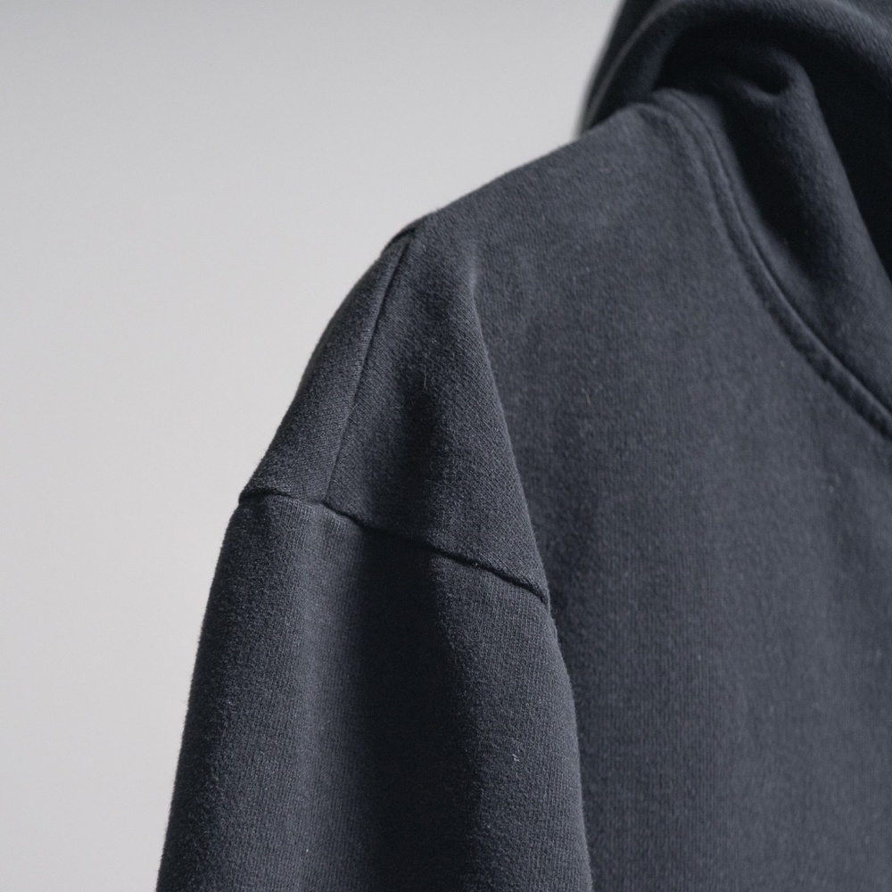 AllSaints Men’s Lg Hoodie Raven Black Pullover French Terry Pocket LS Sweatshirt - Picture 11 of 16